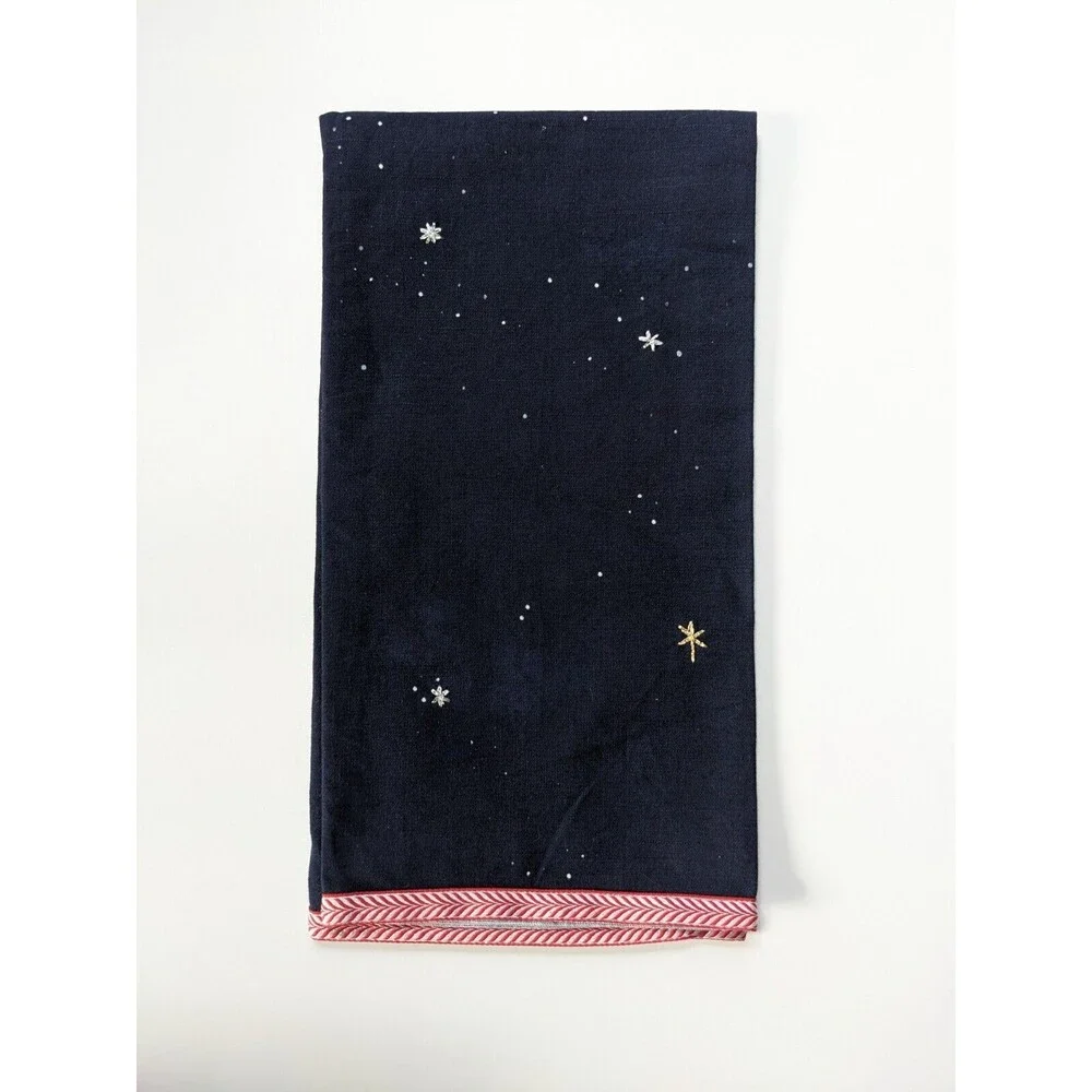 Anthropologie Louise Pretzel‎ Dashing Poodles Embroidered Christmas Dish Towel